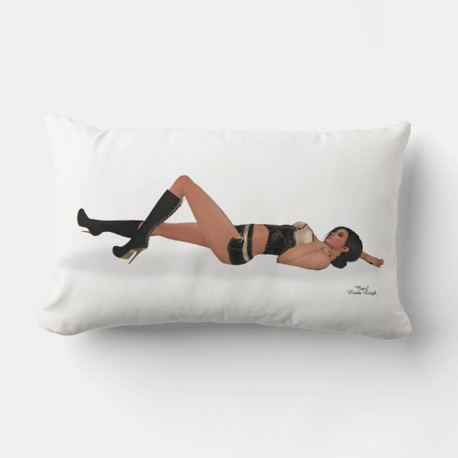 Sexy Brunette Pinup Girl Sleeping Lumbar Pillow Lumbarkudde (Framsida)