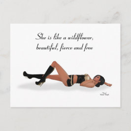 Sexy Brunette Pinup Girl Sleeping Postcard Vykort