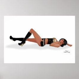 Sexy Brunette Pinup Girl Sleeping Poster