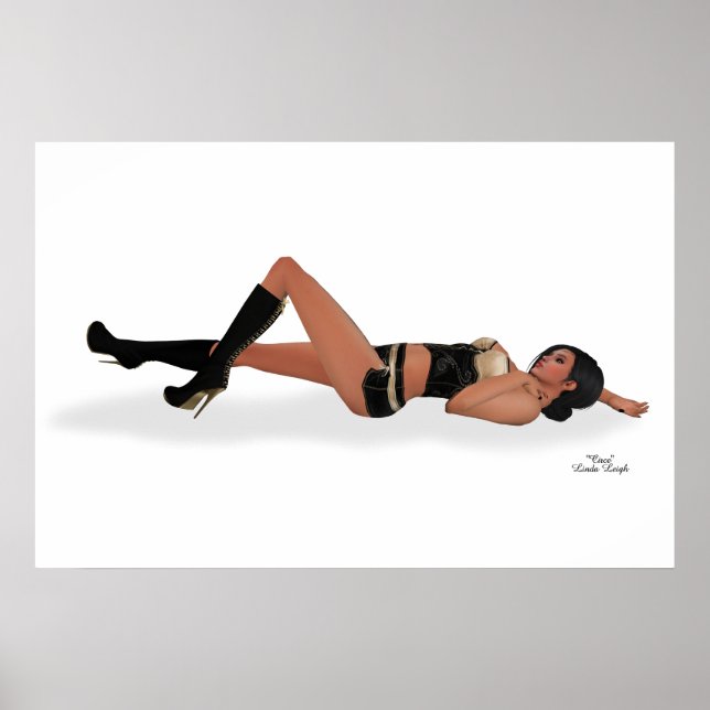 Sexy Brunette Pinup Girl Sleeping Poster (Framsidan)
