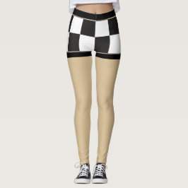 Sexy Checkated black and white Fake kort Leggings