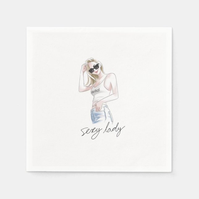 Sexy dam slogan med mode-flicka pappersservett (Framsidan)