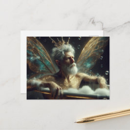 Sexy Fairy elder man med Grått Hair i badkaret Vykort