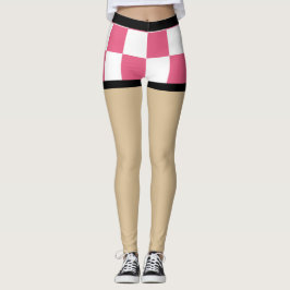 Sexy Fake kort l Rosa och white Checkerd Leggings