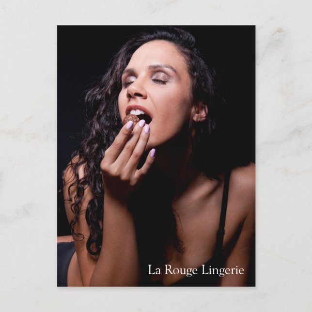 Sexy female-modell med svart Lingerie-vykort Vykort (Framsida)