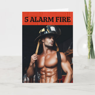 SEXY FIREFIGHTER BIRTHDAY HUNK GREETING CARD KORT