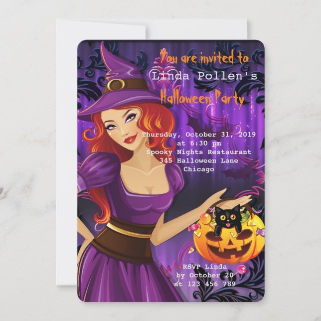 Sexy Halloween Witch Inbjudningar (Framsida)