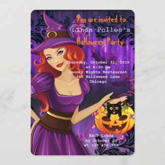 Sexy Halloween Witch Inbjudningar