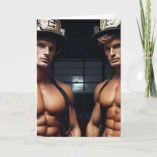 SEXY HUNK FIREFIGHTERS HOT BIRTHDAY GREETING Card Kort