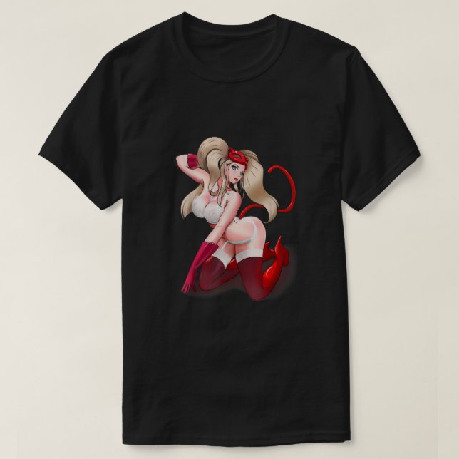 Sexy kawaii Girl Cat Mask Anime Hentai Manga Sexy T Shirt (Design framsida)