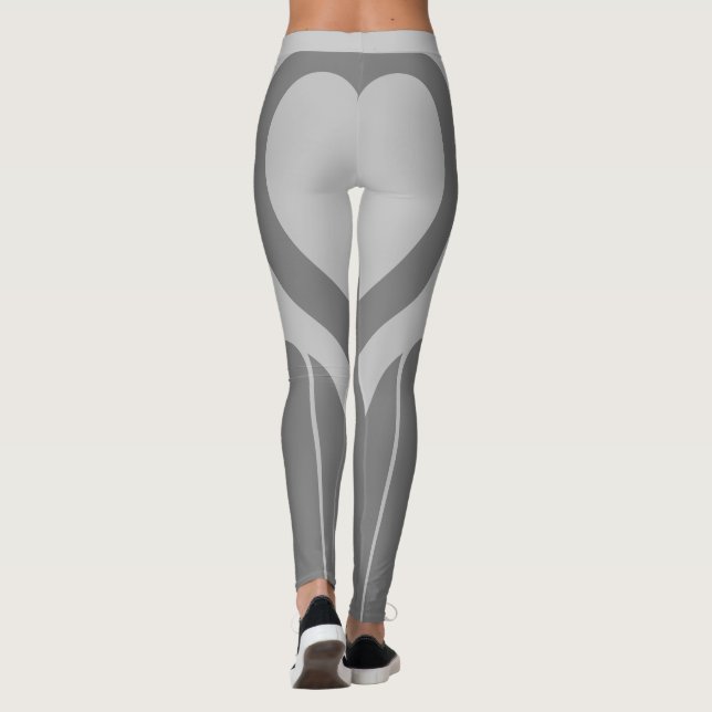 Sexy Light Grått Heart Butt Gym Activewear Legging (Baksida)