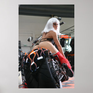 Sexy model on Motorcycle Poster