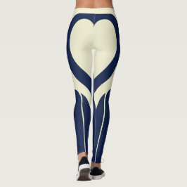 Sexy Navy Blue Cream Heart Butt Activewear Leggings