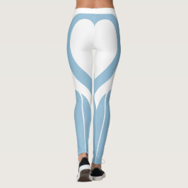 Sexy Pastel Blue White Heart Butt Gym Activewear Leggings