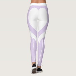 Sexy Pastel Lila White Heart Butt Gym Leggings