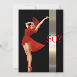 Sexy Pin Up, Dam i Red, födelsedagsinbjudan Inbjudningar