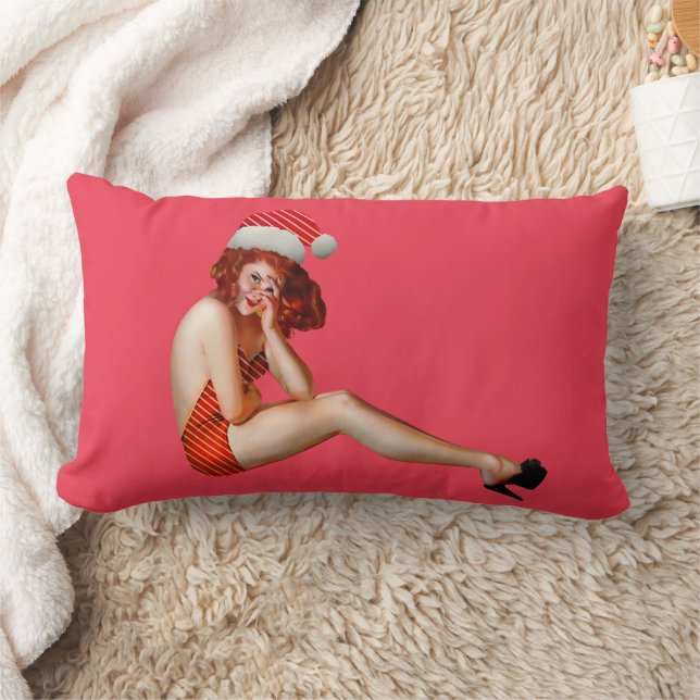 SEXY PINUP CHRISTMAS LUMBAR PILLOW LUMBARKUDDE (Filt)