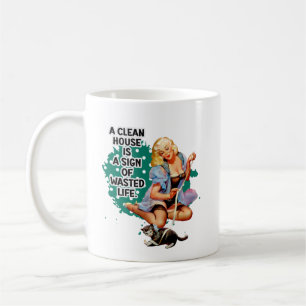 Sexy Pinup Girl med Cat Housefru Humor Kaffemugg
