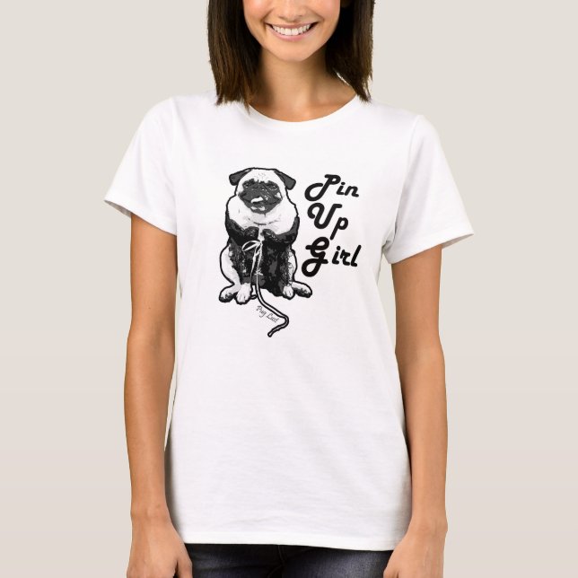 Sexy Pug är en riktig Pin Up Girl T Shirt (Framsida)