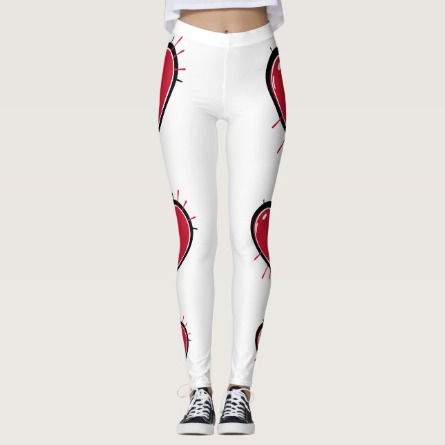 Sexy Red Heart Gym Activewear Leggings (Framsida)