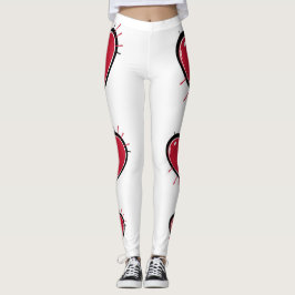 Sexy Red Heart Gym Aktivt Kläder Leggings