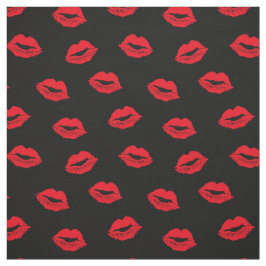 Sexy Red Läppar Mönster på svart Tyg