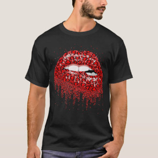 Sexy Red Lip Biting Red Heart - droppande Läppar f T Shirt