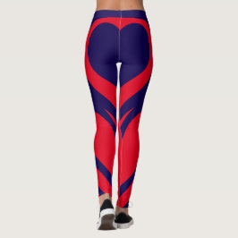 Sexy Red Navy Blue Heart Butt Workout Leggings