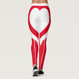 Sexy Red White Heart Butt Gym Activewear Leggings