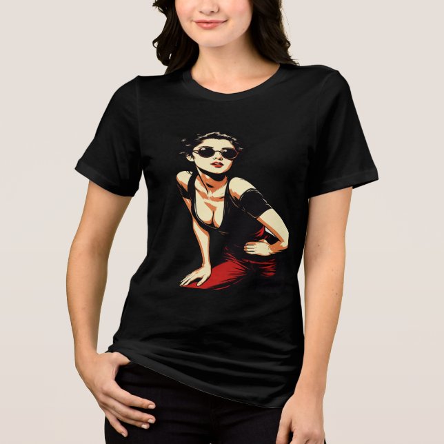 Sexy Retro Pin-Up Girl T-Shirt (Framsida)