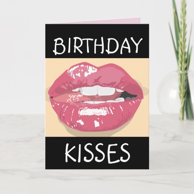 SEXY ROMANTIC LIPS BIRTHDAY Greeting Card HUSBAND Kort (Framsida)