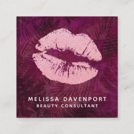 Sexy Rosa Glitter Läppar Glamous Fyrkantigt Visitkort