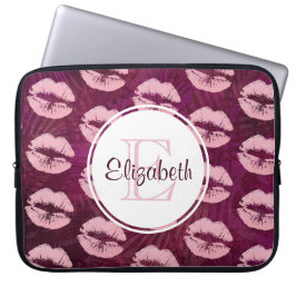 Sexy Rosa Glitter Läppar Glamous Mönster Monogram Laptop Fodral