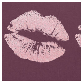 Sexy Rosa Glitter Läppar Glamous Mönster Tyg