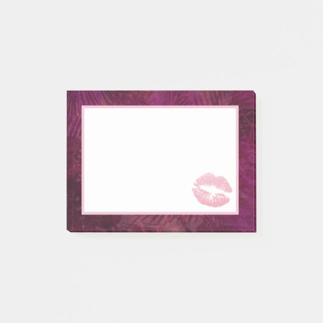 Sexy Rosa Glitter Läppar Glamous Post-it Block (Framsida)