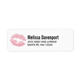 Sexy Rosa Glitter Läppar Glamous Returadress Etikett