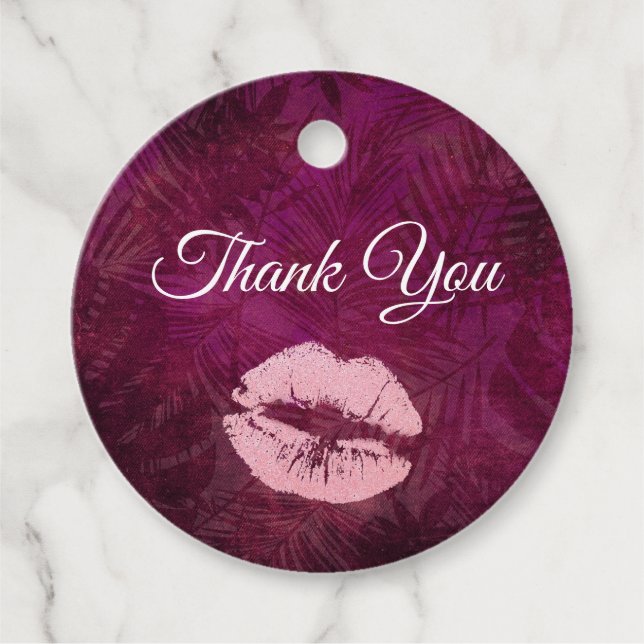 Sexy Rosa Glitter Läppar Glamous Tack Gåvor Etiketter (Framsida)