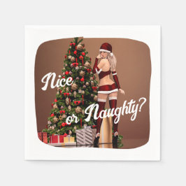 Sexy Santa Girl nära Julgran Pappersservett