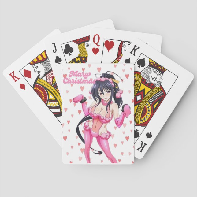 Sexy Santa Marry Cristmas Pink Heart Anime Diva Casinokort (Baksidan)