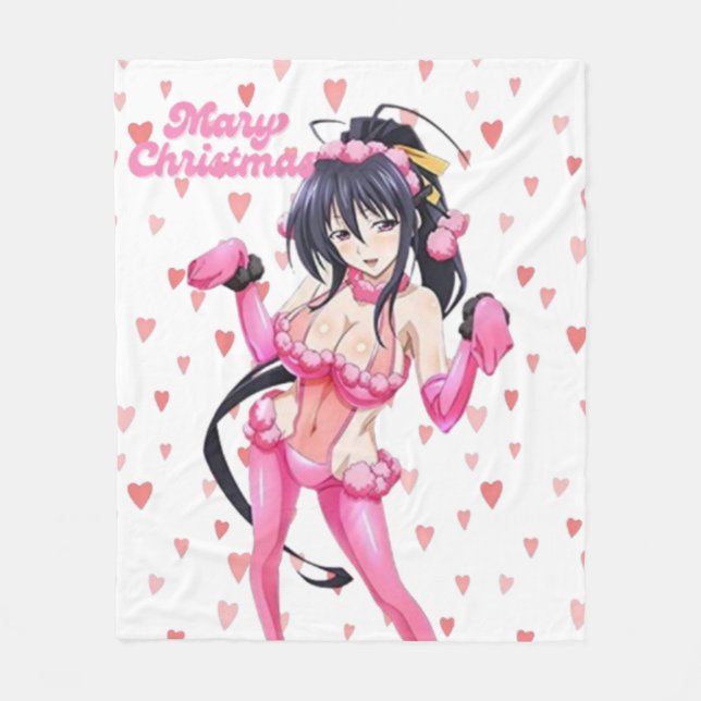 Sexy Santa Marry Cristmas Pink Heart Anime Diva Fleecefilt (Framsidan)