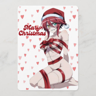 Sexy Santa Marry Cristmas Wrapped Anime Girl Inbjudningar