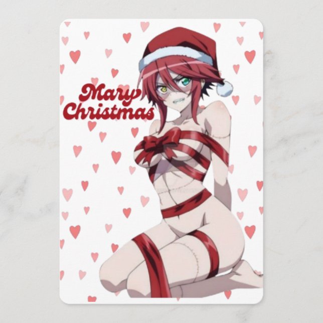 Sexy Santa Marry Cristmas Wrapped Anime Girl Inbjudningar (Framsida)