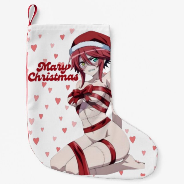 Sexy Santa Marry Cristmas Wrapped Anime Girl Liten Julstrumpa (Framsidan)