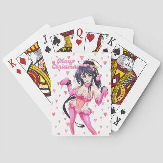 Sexy Santa Merry Christmas Rosa Hjärtan Anime Diva Casinokort