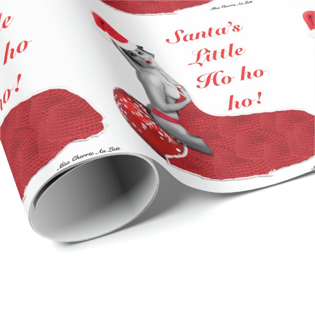 Sexy Santa Pinup Flickjulklappning Presentpapper (Rullad Hörn)
