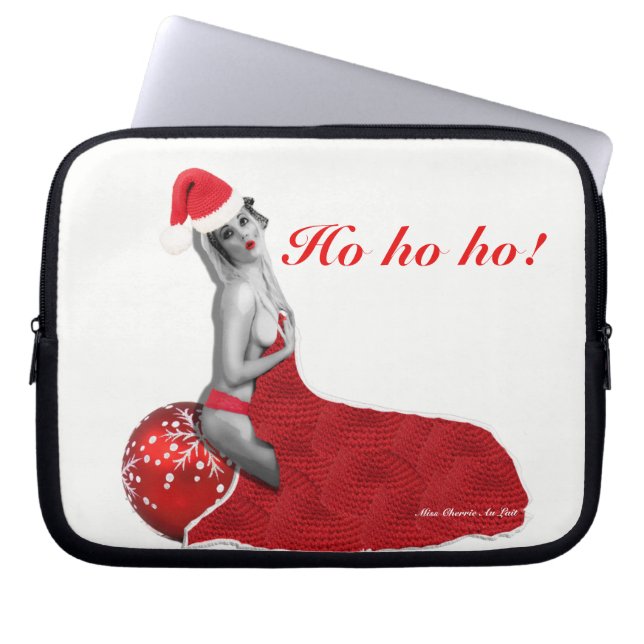 Sexy Santa Retro Pinup Girl Laptop sleeve Julafton (Framsidan)
