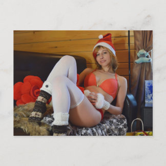 Sexy Santa's Helper-stift upp Flicka-foto Postcard Vykort