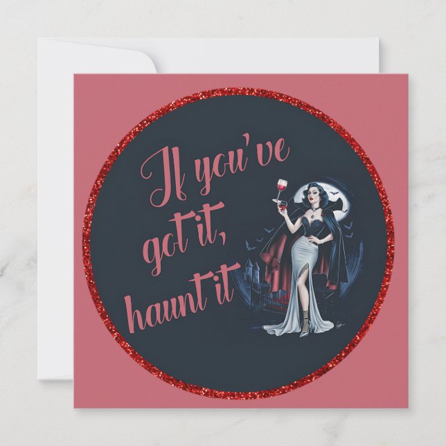 Sexy Sultry Vampire om du har Har, Haunt it Inbjudningar (Framsida)