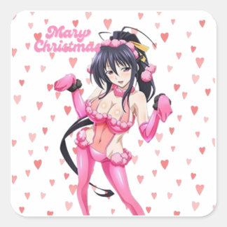 Sexy Tomte Glad Jul Rosa Hjärta Anime Diva Fyrkantigt Klistermärke