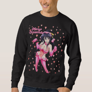 Sexy Tomte Glad Jul Rosa Hjärta Anime Diva Lång Ärmad Tröja